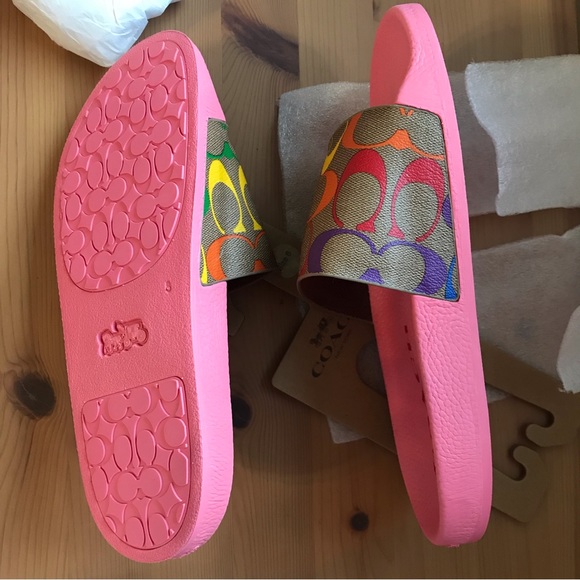 🌈Coach Uli Sport Slide In Rainbow Signature Canvas *Special Edition* 7 8 10 11 - Picture 6 of 9